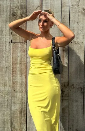 ZARA dress maxi bodycon fitted Yellow Sleeveless open back wedding party thumbnail 2
