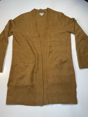 J. Crew Wool Blend Open-Front Mustard-Blend Long Cardigan thumbnail 2