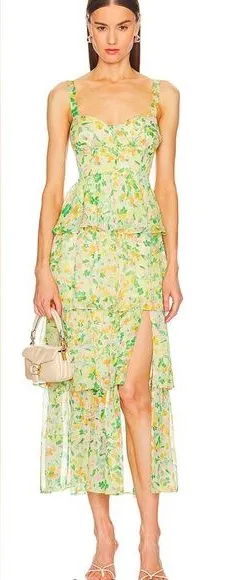 ASTR the Label NWT Midsummer Dress in Yellow Green Multi thumbnail 1