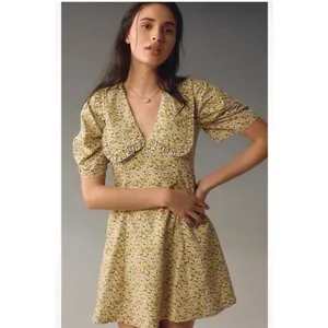 Anthropologie Floral Mini Dress‎ Peter Pan Collar Cottagecore Sz 8 thumbnail 3