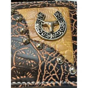 Tems Handcrafted Western Fashion Bi Fold Wallet Studded Vegan Leather Boxed thumbnail 3