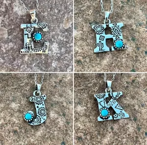 NEW - turquoise letter J necklace, monogram jewelry, Letter J jewelry thumbnail 2
