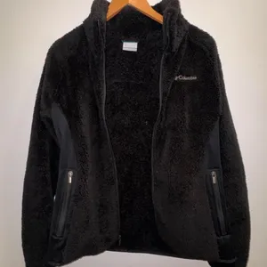 Columbia Black Full Zip Sherpa Fleece Jacket w Stretch Side Panels Size L warm thumbnail 3
