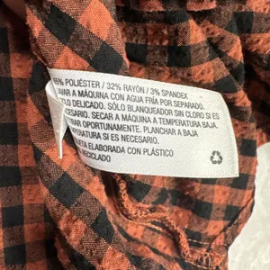 A New Day Balloon Sleeve Popover Top Blouse Womens S Plaid Black Orange Retro thumbnail 5