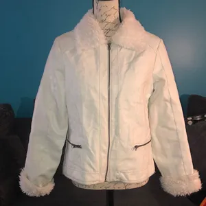 BKE Fur Lined Faux Leather Moto Jacket, Large thumbnail 1