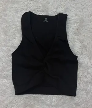 Aerie Black Twist-Front Ribbed Tank Top - Women thumbnail 1