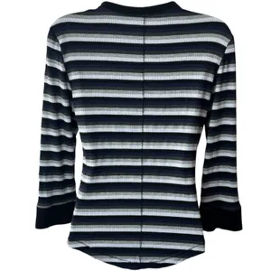 Intimately Free People Striped Ribbed Crew Top Preppy Goth Punk Academia M thumbnail 5