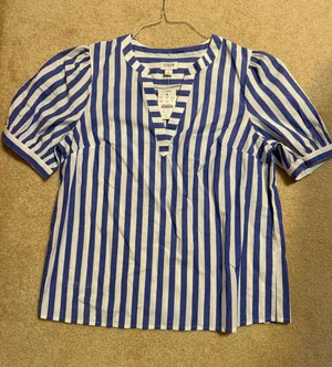 J Crew blue and white stripe blouse  thumbnail 1