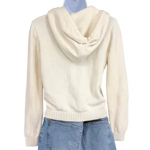 Brandy Melville Alana Knit Sweater Women XS/S Cream Hoodie Full Zip Cotton thumbnail 7