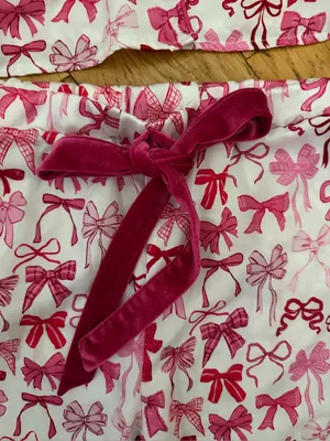 S - SIMPLY SOUTHERN Collection - Pink bows Button-Up Pajama Set thumbnail 3