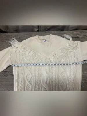 7 FOR ALL MANKIND 100% WOOL PULLOVER SWEATER Fringed Yoke Italy size M thumbnail 8
