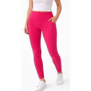 GapFit Women Leggings Pink High Rise Side Pocket Solid Medium thumbnail 2