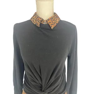 Veronica Beard Phebe Mixed Media Merino Wool Top Black XS‎ thumbnail 4