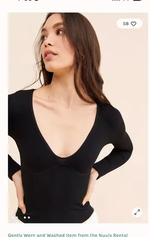 Meg Seamless Free People Bodysuit Long Sleeve V-Neck thumbnail 3