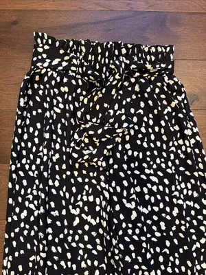 Black & White Printed Paperbag Waist Wide-Leg Pants Size XS - C2-042 thumbnail 2