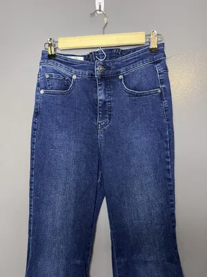We The Free Curvy Flare Jeans Womens 27 High Rise Medium Wash Blue Frayed Denim thumbnail 2