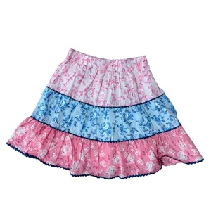 Simply Southern Floral Tiered Mini Skirt‎ Pink Blue Cotton XXL 0125-SKIRT-MULTI thumbnail 10