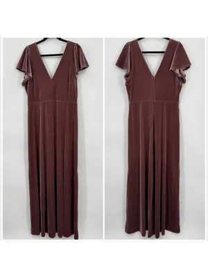 Birdy Grey Hannah Stretch Velvet Bridesmaid Dress XXL Desert Rose Mauve Pink thumbnail 3