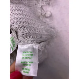 Lilly Pulitzer Sweater Tank Women‎ XXS Silver Metallic Fringe Pom Pom Knit Top thumbnail 6