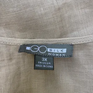 Go Silk Tank Top NWT 3X Beige 100%‎ Linen Scoop Neck Neutral Boxy Lagenlook thumbnail 3