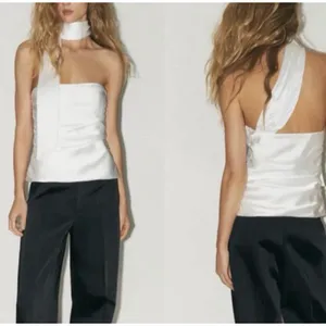 Zara Foulard White Satin Strapless Top Scarf Ethereal Bride Bachelorette thumbnail 4