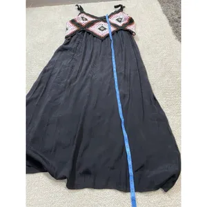 REBELLION Crochet Geometric Maxi Dress Sleeveless Black Pink Size M thumbnail 12
