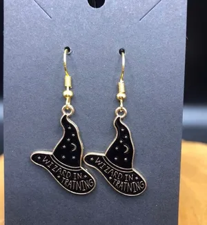 Handmade "Wizard in Training" Witches Hat Earrings thumbnail 2