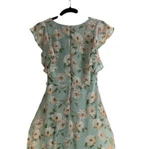 Altar’d State Green Floral Midi Dress Ruffle Sleeve V Neck No Belt thumbnail 4
