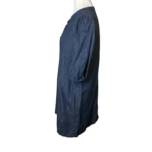 J. Crew Women's Puff-Sleeve Denim Popover Dress Blue Small Cotton Linen Preppy thumbnail 5
