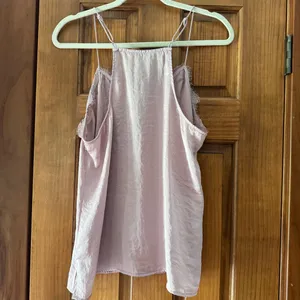 Nine West Cami Tank Top Women’s Large Dusty Rose Pink Lace Trim V Neck Satin thumbnail 3