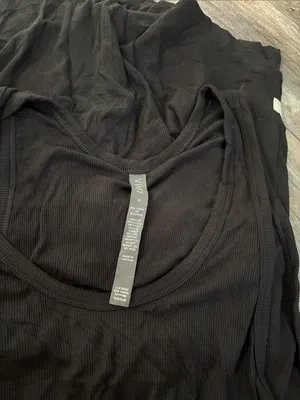 VUORI Torrey Black Ribbed Sleeveless Romper Small thumbnail 4