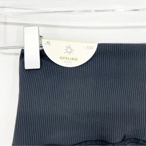 NWT OFFLINE by Aerie Ribbed 7" Bike Shorts Women's‎ Size XS Black Athleisure thumbnail 4