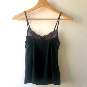 Vintage Gilligan and OMalley Black Camisole Medium Red Lace Boudoir Romantic thumbnail 2