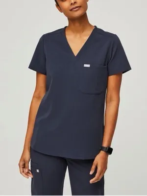 Figs Women's Grey Short Sleeve V-Neck Scrub Top Size M thumbnail 1