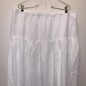 White stretchy casual summer sheer office midi skirt thumbnail 2