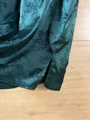 Romwe Satin Dark Green Slip Dress - US 8-10 thumbnail 3