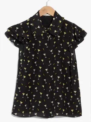 NWT- Alice and Olivia Ruffle Silk Blouse Size S thumbnail 1