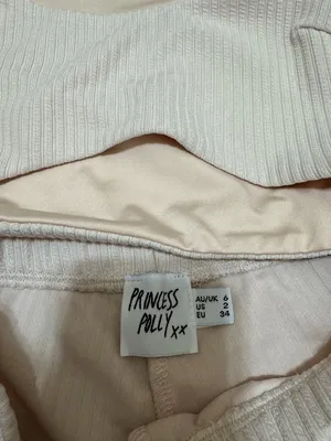 Princess Polly Cream Ribbed High-Waist Leggings & Crop Top Set Size 2 thumbnail 2