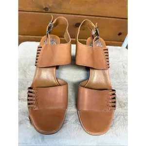 Vince Camuto Karmelo slingback sandals tan leather upper whipstitch accents Sz thumbnail 6