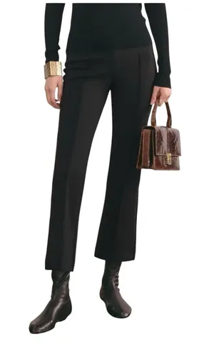Everlane Dream Kick Flare Pants Black Organic Cotton Modal Side Zip‎ Size Medium thumbnail 1