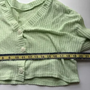 Shein Mint Green Waffle Knit Cropped Button Cardigan Sweater 1XL thumbnail 10