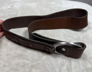 VTG Eddie Bauer Brown Leather Belt with Silver Buckle SZ:L thumbnail 1
