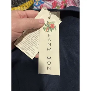 Fanm Mon Flame Mini‎ Linen One Sleeve Ruffle Hem Floral Embroidery Dress Size L thumbnail 4