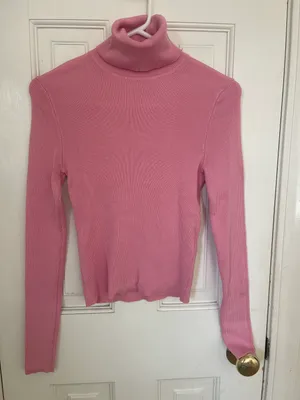 ZARA Pink Rib Knit Turtleneck thumbnail 1