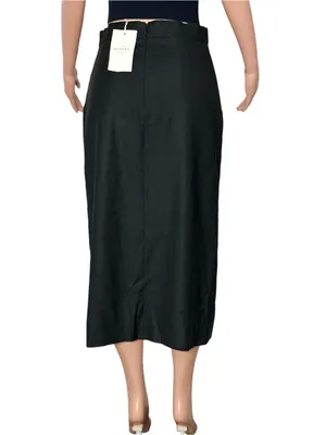 SÉZANE Madelyn Linen-Blend Midi Skirt, Black, FR40/US8 thumbnail 6
