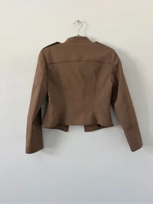 ZARA Buttoned Short Military Style Cropped Blazer Jacket Brown Vigore M thumbnail 7