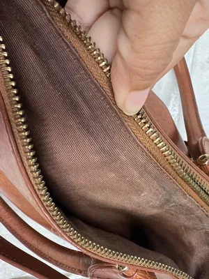 Lauren Ralph Lauren Brown Leather Satchel Bag purse adjustable strap thumbnail 5