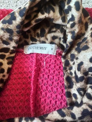 Pink Leopard Waffle Knit Hoodie – Size Medium thumbnail 3