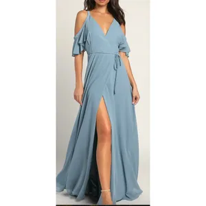 Lulu's Womens Navy Blue Gown Size S Cold Shoulder Wrap‎ Event Party Wedding thumbnail 5