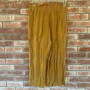 Abercrombie Fitch Wide Leg Elastic Cropped Pants Striped Yellow Women’s Large thumbnail 4